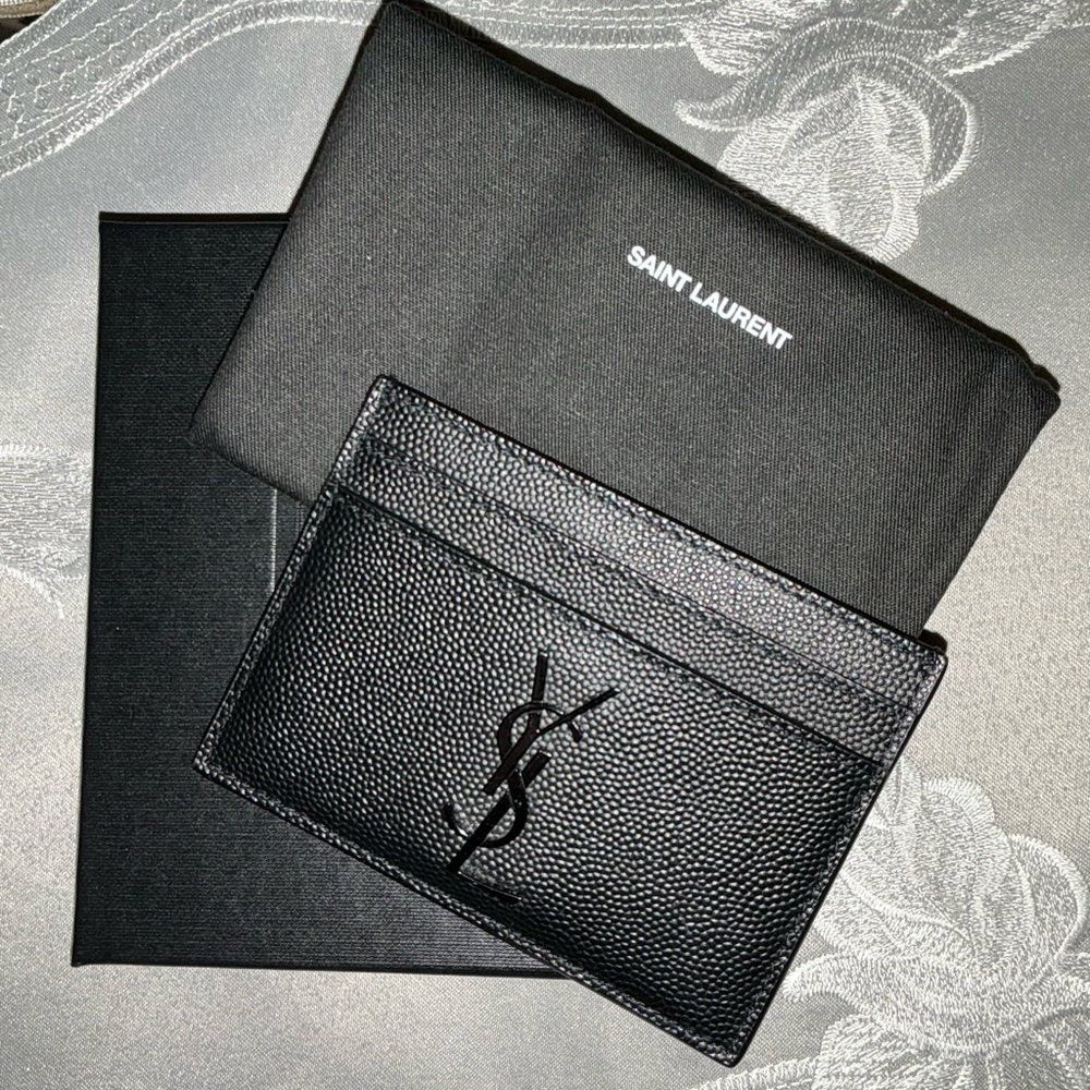 Saint Laurent Cassandre Logo Leather Cardholder